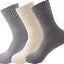 2 x Womens Cozy Crew Socks Winter Knit Thick Soft Casual Calf Socks for Girl 3 Pairs Size 5-10