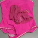 WIQI Teen Girls Swimsuits Size 14-16 One Piece Girls Bathing Suits Size 14-16 Pink Color Contrast Trim Quick Drying Teen Swimwear
