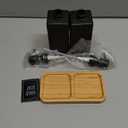 LuHeToz 16OZ Modern soap Dispenser Set with Bamboo Tray and Stainless Steel Pump and Four Waterproof Labels. Luxury Soap Bottle for Kitchen, Bathroom. (2, Black 2pack)