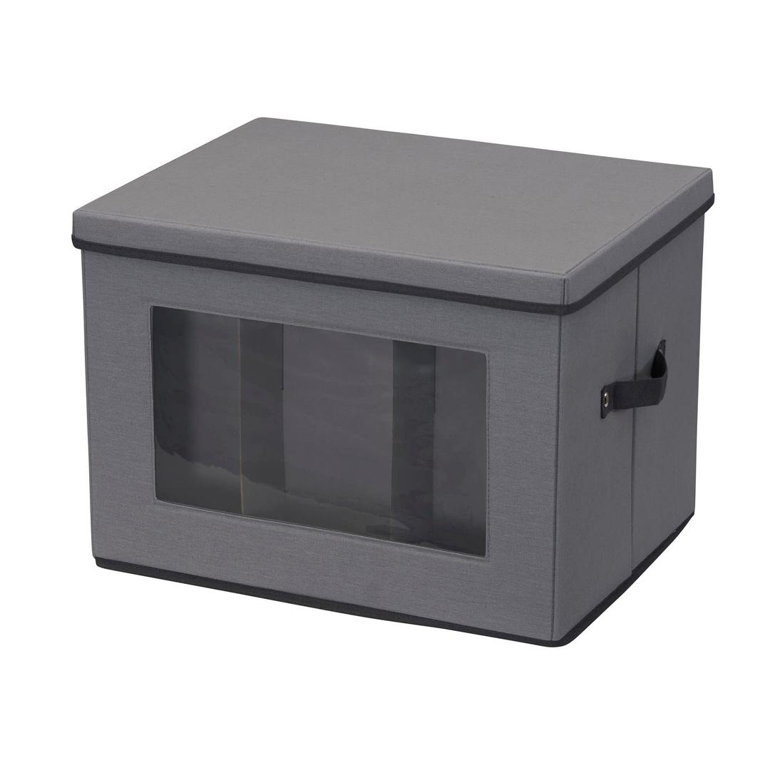 Household Essentials Tall Wine and Bottle Storage Chest, Gray