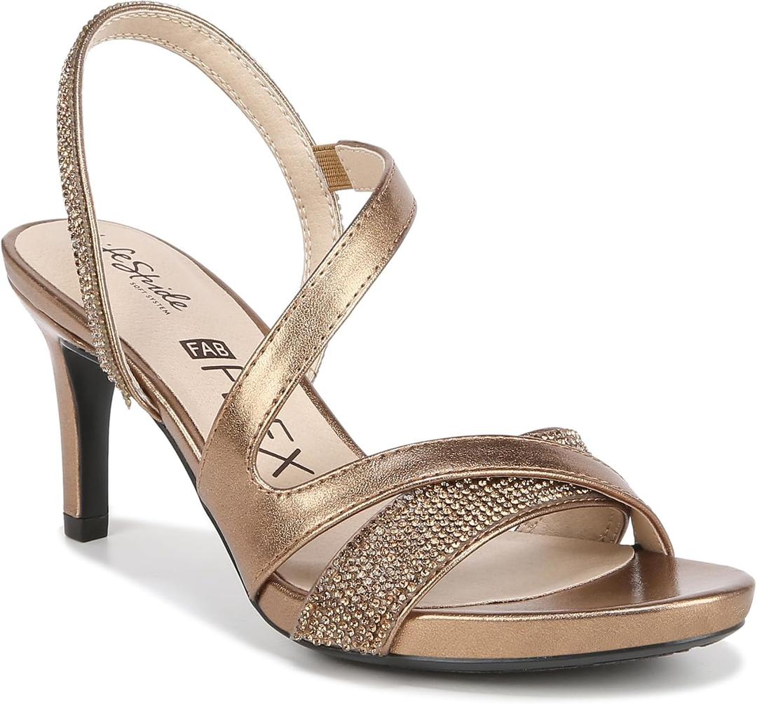 LifeStride Women's Mia Glitz Strappy Heeled Dress Sandals 9 Wide