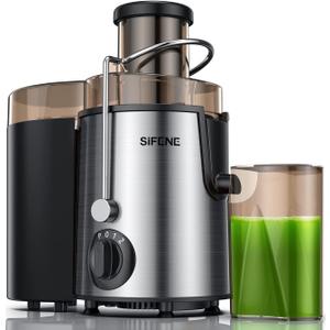 SiFENE Quick Juicer Machine, Centrifugal Juicer with 3" Big Mouth for Whole Fruits & Veggies, Easy to Clean, Non-BPA Stainless Steel Kitchen Juicer (400W, Silver)