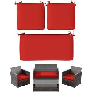 3 Pack Outdoor Furniture Cushions,High-Elastic Replacement Sponge Fits for 4-Seater Wicker Rattan Patio Furniture Cushions Sofa Loveseat Chair Couch36x18x3,18x18x3 Liner & Cover (Red)