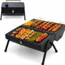 Tabletop Charcoal Grill, Portable Foldable Tabletop BBQ Grill with Dual Sided Griddle & Grill, Compact Folded Design, Thickened Body for Camping, Picnic & Outdoor Cooking