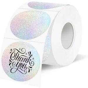 1.5 Inch Thermal Labels,Holographic Circle Direct Thermal Stickers,for Address Design DIY Logo Business(300 pcs/Small dots)
