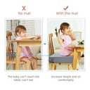 Toddler Booster Seat for Dining Table, PU Washable Double Safe Straps Non-Slip Bottom Booster Seat Dining Toddler, Portable Travel Increasing Cushion (Grey)