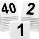 40-Piece Acrylic Table Numbers 1-40 - Double-Sided White Table Tents for Restaurant, Wedding, Party & Banquet