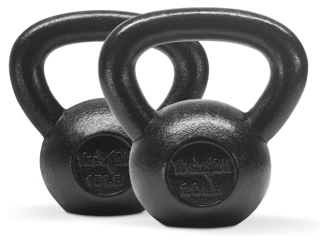 Yes4All Kettlebell Sets - 20 LB Cast Iron Strength Training Kettlebells, Wide Handles & Flat Bottom for Push Ups, Swings, Squats & Full Body Workout at Home or Gym
