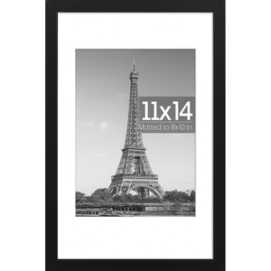 upsimples 11x14 Picture Frame, Display Pictures 8x10 with Mat or 11x14 Without Mat, Wall Hanging Photo Frame, Black, 1 Pack