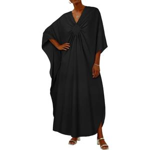 CHICGAL Womens Kaftan Dresses Long Caftans Plus Size Batwing Sleeve Swimsuit Coverup V Neck Summer Beach Dress 2026 One Size