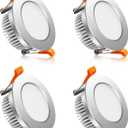 YGS-Tech 2 Inch LED Recessed Lighting, Dimmable Downlight 3W(35W Halogen Equivalent), 4000K Natural White Ceiling Light, CRI80, Silver Trim with LED Driver(4 Pack)