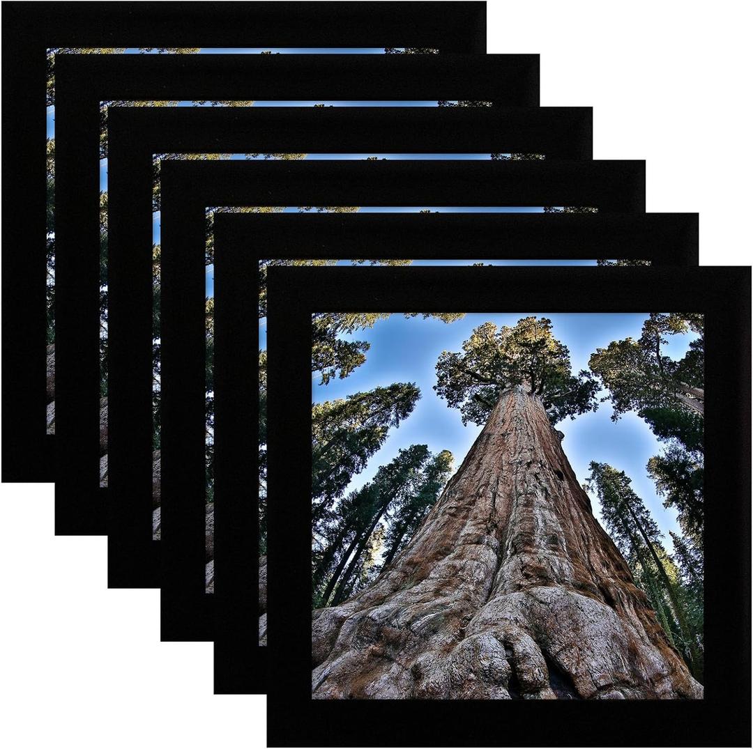 4x4 Square Picture Frame Black Photo Frames Display for Wall and Tabletop, Set of 6