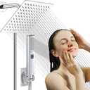Dual Shower Heads with Handheld Spray Combo, 6" High Pressure Square Rain Shower Head with Hose 78" Stainless Steel & 3-Way Diverter, Anti-Clog Nozzles, Ultra Thin Water Saving, Chrome, AWAXFOLO