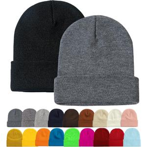 ZOORON 1&2 Pack Beanie for Men Women Slouchy Beanie Hats Winter Knit Caps Soft Ski Hat Unisex