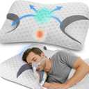 IKSTAR CPAP Pillow for Side Sleepers  Fits All CPAP Mask Types  Adjustable Memory Foam with Contoured Cutouts for Side, Back & Stomach Sleepers  Reduces Air Leaks & Mask Pressure a Better Sleep (Queen-22.8"Lx14.9"Wx(3.9"/3.7")H, White)