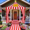 4 Pcs Carnival Circus Tent Decorations Carnival Entryway Door Party Decor Red and White Striped Awning Hanging Banner Aisle Runners Supply for Circus Theme Birthday Celebration
