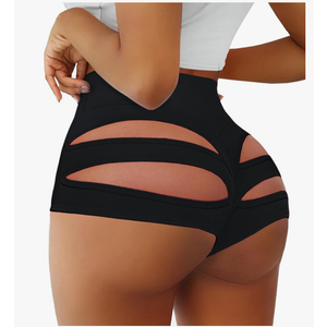 Cut Out Yoga Shorts Booty Butt Lifting Scrunch Shorts High Waisted Workout Gym Active Hot Pants
 Size M
