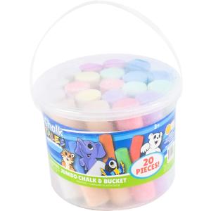 Sunny Days Entertainment Sidewalk Chalk Set for Kids with Storage, Washable, Jumbo Colored Chalk for Outdoor Play and Chalkboard Art - Ages 3+ (20 Pieces, Multicolor)