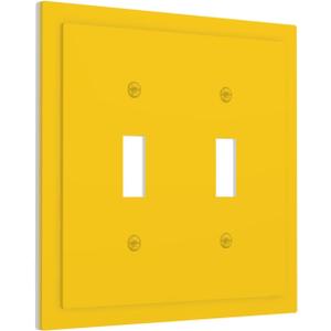 Light Switch Cover Plate Yellow 2 Gang Double Toggle Light Switch Plate Decorative Wallplates Outlet Plates Cover Electrical Switchplate for Bathroom Home Decor