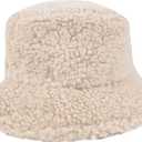 Faux Fur Bucket Hat, Fuzzy Furry Winter Warm Fisherman Cap, Fluffy Teddy Sherpa Clothe Hats for Women Men Girls