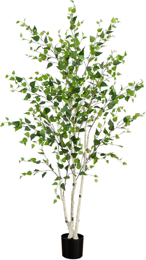 Nearly Natural 7ft. Artificial Birch Tree with Real Touch Leaves