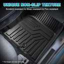 T TGBROS Floor Mats Custom Fit for 2007-2021 Toyota Tundra Accessories All Weather Protection TPE 2 Rows Floor Liners Set Non-Slip Black
