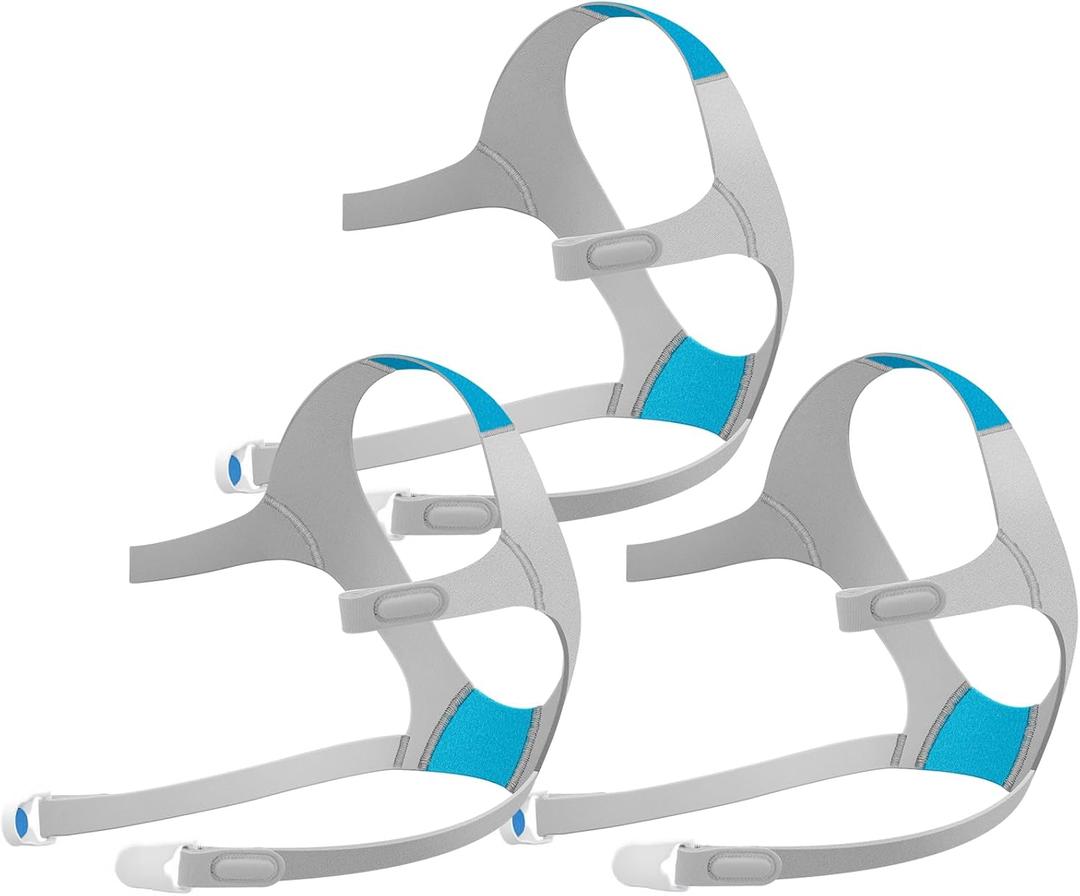 CPAP Headgear AirFit/AirTouch F20-3 Packs Replacement Headgear for ResMed Full Face Mask - Include CPAP Accessories Supplies Straps Magnetic Clips(Large) (Blue&gray)