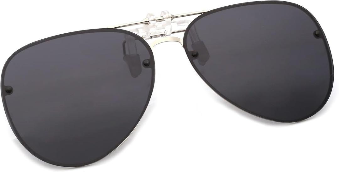 JM Retro Clip on Aviator Sunglasses, Polarized Flip up Over Prescription Glasses Men Women