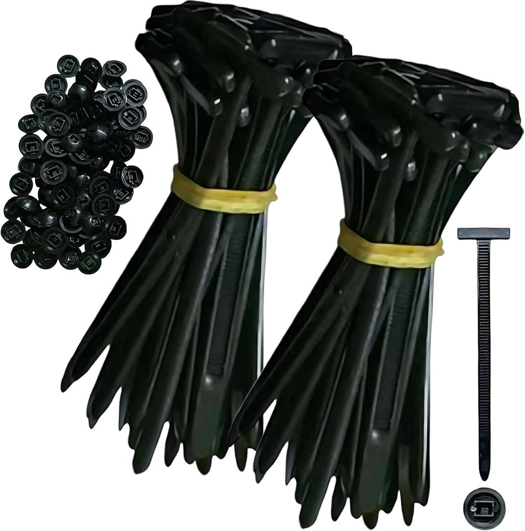 2 x 50pcs Black Nylon Cable Tie Buckle  Self-Locking Fasteners with Pin & Button, UV Resistant for Car Daily Fixing & Plastic Tie Applications (50)