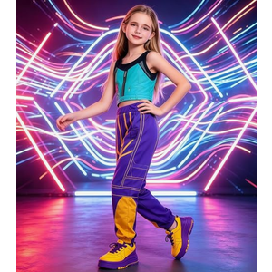 Girls Pop Star Heroine Costume Kids Halloween Fantasy Stage Cosplay Girls Pop Star Heroine Costume Fantasy Stage Cosplay Jacket Top Shorts Hair Piece Decal Sheet Birthday Party (Size: 110)