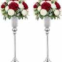 2 Pcs Wedding Centerpieces Vase, Large Vases for Floor, 22.5 inches Versatile Metal Trumpet Vase, for Party Dinner Centerpiece for Wedding Anniversary Ceremony Event Decor (Silver, 22.5in - 2Pcs)