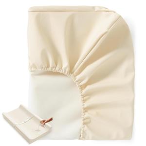 Vegan Leather Baby Changing Pad Covers for Girl, Boy, Waterproof & Wipeable Soft Diaper Changing Mat Cover.Fits Standard Changing Pads with Dimensions of 32" x 16". (Beige)