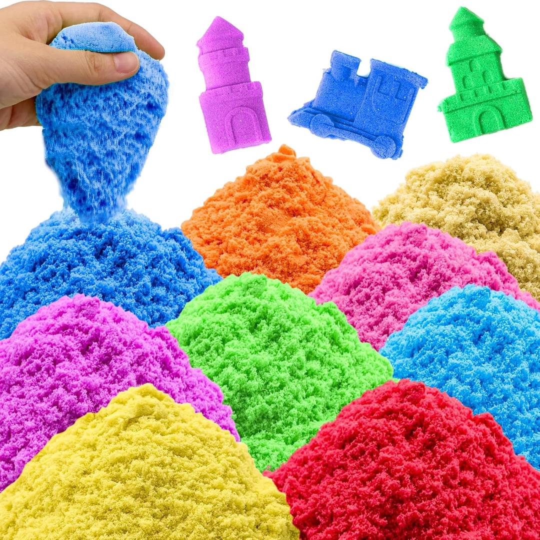 Play Sand for Kids,6.8lbs of 10 Colored Magic Sands,Colorful Sensory Sand Kit,Sand Art Kits for Boy Girl Kids,Party Gifts