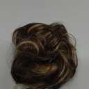 Flufymooz Messy Bun Hair Piece, 100% Real Human Hair Tousled Updo Extension Natural Curly Messy Bun with Elastic Band Hair Bun Hair Piece Ponytail Extensions for WomenMedium Brown with Highlights (1PC)
