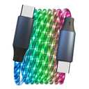 10FT Type C LED Light Up Charging Cable 66W Starry USB C to C Charger Compatible with iPhone 17/16/15/Samsung Galaxy S23 S22 More