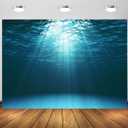 BELECO 10x8ft Fabric Blue Deep Ocean Backdrop Under The Sea Sun Rays Water Wave Ripple Underwater Background Undersea Diving Under The Sea Party Decors Birthday Shoot Photo Props