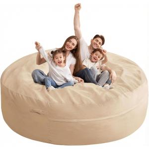 HABUTWAY XX-Large Bean Bag Chair: Giant 7' Memory Foam Furniture Bean Bag Chairs for Adults with Microfiber Cover 7Ft (Khaki) (Camel)