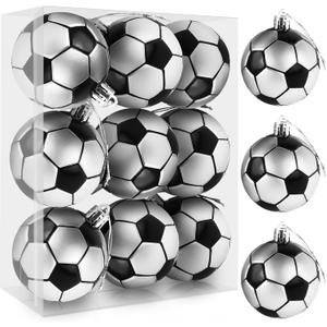 Shatterproof Soccer Christmas Ornaments - Upgraded 9PCS Football Hanging Decor for Tree, Team Colors Kid-Safe Outdoor Decorations, World Cup Fans Gift Idea