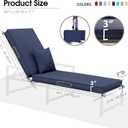 Chaise Lounge Cushions Outdoor Set of 2, Olefin Waterproof and Fade Resistant Patio Furniture Lounge Chair Cushions with Removable Cover, Lounger Pad with Handle & 16 Strap, 80x26x3 Inch, Dark Blue