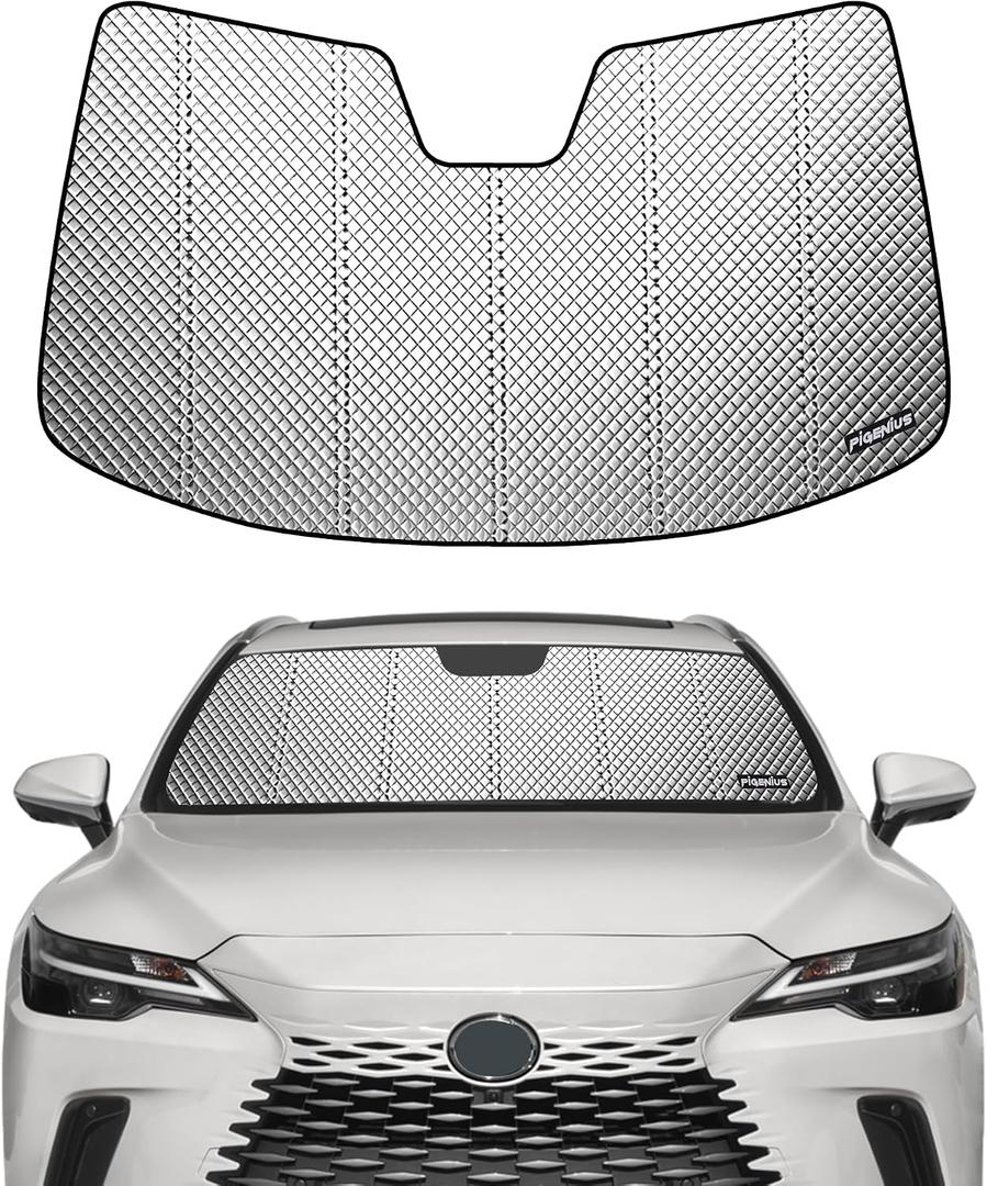 Pigenius Windshield Sun Shade for Lexus RX450e 2023-2025, Lexus RX300e 2024-2025. Reflective Aluminum Film Front Window Sunshade - BLAZBLOCK