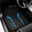 Heavy Duty Rubber Car Mats Carbon Fiber Design (Electric Blue), 4-Piece Deep Waterproof Floor Mats Set (Front & Rear Full Set), All Weather Universal Trim to Fit Automotive SUV Sedan Truck