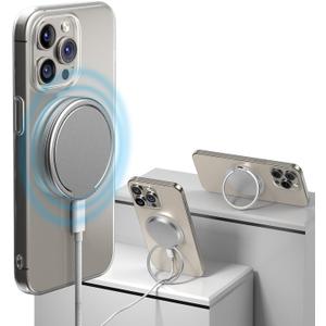 Magnetic Wireless Charger for iPhone, 15w Apple Mag-Safe Charger for iPhone 16 Pro Max/16 Pro/16 Plus/16/15/15 Pro/15 Plus/15 Pro Max Series,and Android, AirPods 3/2/Pro, Silver