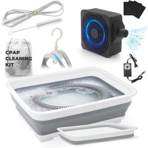 9 Pack CPAP Cleaning Kit for Hose & Mask, with Speed Control Hose Dryer, Collapsible Wash Basin & Hose Hanger, 7ft Cleaning Brush, CPAP Cleaning Supplies with Storage Bag, for 22mm & 15mm Tube
