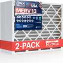 BNX TruFilter 16x20x4 (15.5 x 19.5 x 3.63 Slim Fit) MERV 13 Air Filter (2-Pack) - MADE IN USA - Air Conditioner HVAC AC Furnace Filters Health, Allergies, Mold, Bacteria, Smoke, MPR 1900 FPR 10