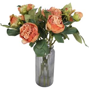 IPOPU Orange Flowers Artificial Peonies 5PCS 10heads Vintage Fake Peonies 20.47" Orange Fake Flowers for Wedding Bouquets Centerpieces Bridal Shower Party Home Flower Arrangement Decorations