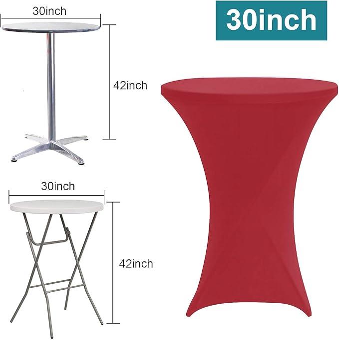 RELIANCER 2 Pack Cocktail Table Covers,30"x42" Fitted Spandex Tablecloth,Stretch Round Highboy Tables Cover,Elastic High Top Table Cloths for Outdoor Party,Wedding,Bar,Birthday,Banquet,Trade Show (Red)