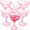 Zopeal Heart Shaped Martini Glasses 5 oz Plastic Martini Glasses with Detachable Stem Disposable Cups for Valentines Anniversary Wedding Party(100 Pcs, Pink)