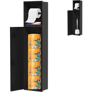 Recessed Toilet Paper Holder, Recessed Toilet Paper Holder with Shelf for Storage & Space Saving, in Wall Toilet Paper Holders, Made of TOP 304 Stainless Steel, Fingerprint Resistant Surface, Black