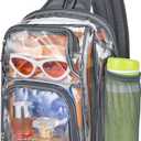 Busiuw Clear Backpack Stadium Approved Sling Bag with Adjustable Reinforced Straps, 3 in 1 Crossbody Bag for Festivals and Games (Grey)