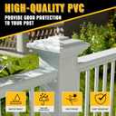 VIVIDA 4" x 4" Vinyl Fence Post Cap (Actual 4" x 4"), New England Pyramid Post Cap, PVC Square Top Cover, for Vinyl Fences, Mailboxes & Decks, White, 2 Pack